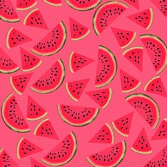 Watermelon seamlesss pattern suitable for design elements about summer, healthy food, nutrion. perfect for digital art, wallpaper, or graphic design