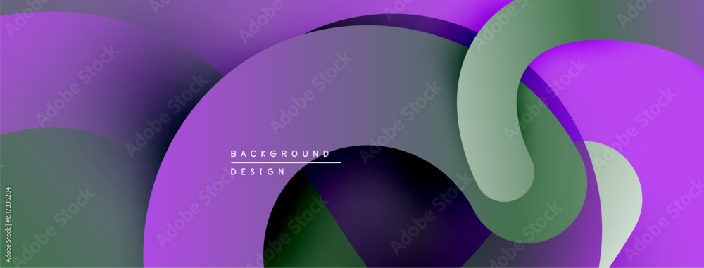 Aufkleber Abstract fluid shapes, purple green gradients. Modern design, smooth curves create dynamic composition. Minimalist background texture.