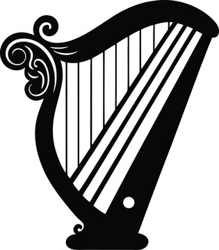 recommend clip art: Irish harp silhouette, Celtic harp vector, Single harp instrument silhouette vector illustration