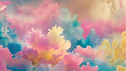 Abstract artwork depicting colorful fluid acrylics and creative artistic elements