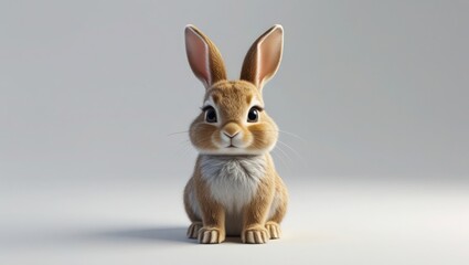 Obraz premium Adorable 3D Render of a Baby Rabbit Cute Bunny, Sitting Pose
