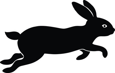 Jumping rabbit silhouette vector illustration. Stylized silhouette illustration of a leaping rabbit