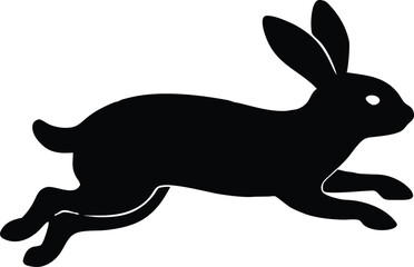 Jumping rabbit silhouette vector illustration. Stylized silhouette illustration of a leaping rabbit