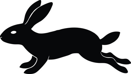 Jumping rabbit silhouette vector illustration. Stylized silhouette illustration of a leaping rabbit