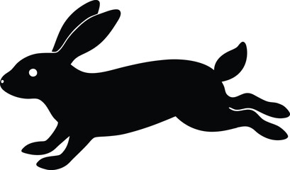 Jumping rabbit silhouette vector illustration. Stylized silhouette illustration of a leaping rabbit