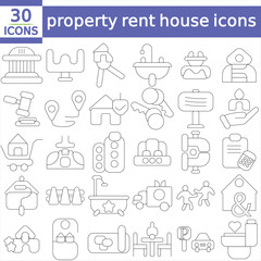 related to real estate, property, rent house, buy and sell home, building, Editable stroke. Vector illustration