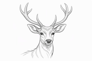 deer head silhouette, Fallow deer portrait in continuous line art drawing style. Minimalist black linear sketch isolated on white background.