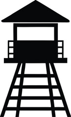 Lifeguard tower silhouette vector, safeguard tower black on a white illustration
