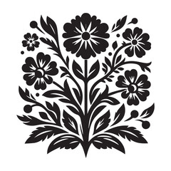 flower silhouette, editable vector image