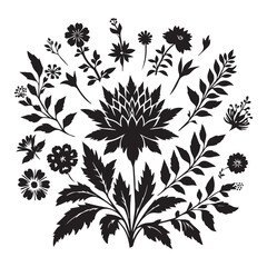 flower silhouette, editable vector image