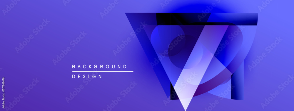 Poster Abstract geometric design. Purple gradients create layered triangular shapes. Modern background suitable for digital projects.