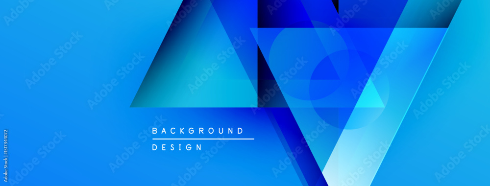 Aufkleber Abstract blue geometric shapes create dynamic background. Gradient colors, overlapping layers, modern design elements present.