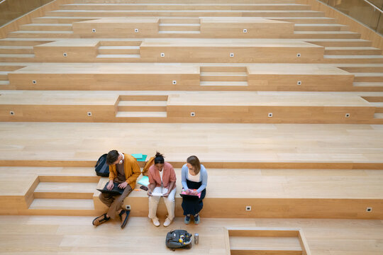 College Students Studying in Common Area