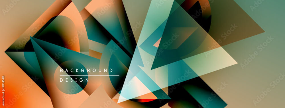 Aufkleber Abstract geometric shapes overlap, creating dynamic visual effect. Colors blend, forming gradient background. Modern design elements present.