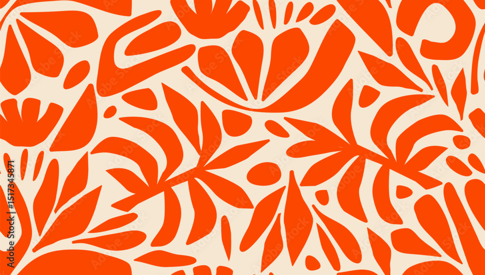 Poster floral seamless pattern scandinavian style. botanical minimal abstract pattern. trendy contemporary 