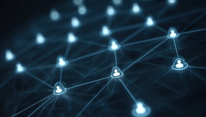 Network of glowing people icons connected by lines