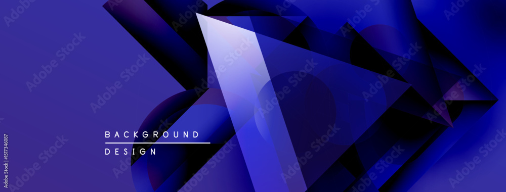 Leinwandbilder Abstract geometric shapes, blue hues dominate composition. Modern design elements create dynamic visual texture. Background features sharp angles, light reflections.