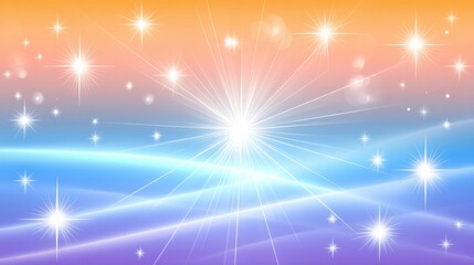 Fototapeta premium Pastel Dream Sparkle Background - Soft pastel gradient background with sparkling stars and soft light rays. Symbolizing dreams, hope, serenity, magic, and positivity