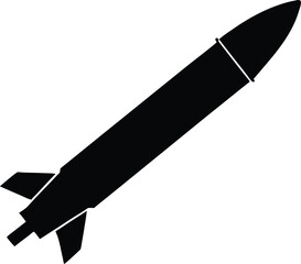 Anti tank missile silhouette vector, Silhouette missile black color only, missile silhouette vector illustration