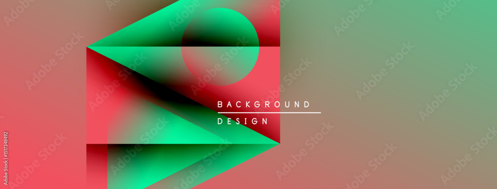 Fototapete Abstract geometric design. Blended colors create dynamic visual effect. Text reads background design. Modern aesthetic, simple composition.