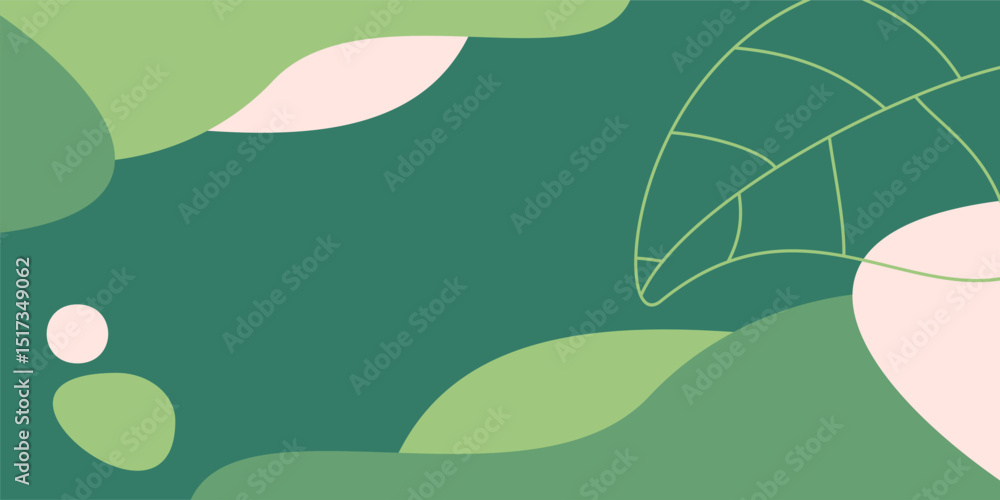 Poster green abstract background wave and leaf pattern. perfect for your design project