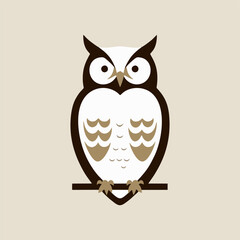 A captivating vector illustration of a majestic owl perched on a branch, featuring intricate details against a crisp white background that emphasizes its elegance.