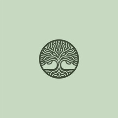Banyan tree logo in strong and graceful illustration style.