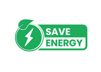 Save energy symbol. Energy icon with green leaf. Eco friendly. Stock Illustration