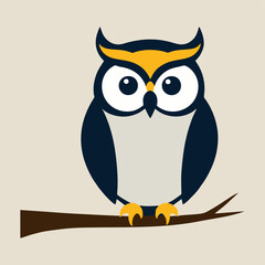 A modern vector design of a geometric owl with bold colors, set against a white background, perfect for contemporary art and branding projects.