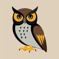 A detailed vector graphic of a majestic owl in flight, captured mid-motion against a white backdrop, symbolizing freedom and wildlife beauty.