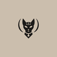 Bastet logo in bold and mystical silhouette design.