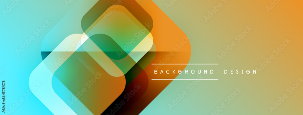 Poster Abstract geometric shapes overlap, creating vibrant color gradients. Modern design elements suggest digital art, smooth transitions.
