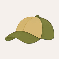 This vector features a green cap, perfect for outdoor protection, camping style, and adventure designs