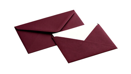 wo Maroon Envelopes Isolated on White Background - Mail & Invitations