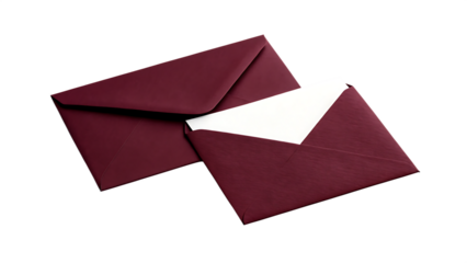 wo Maroon Envelopes Isolated on White Background - Mail & Invitations