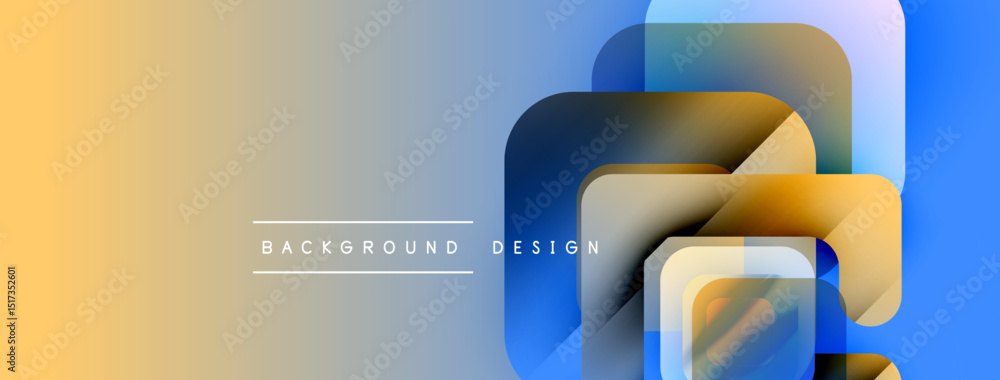 Aufkleber abstract geometric shapes overlap. warm yellow blends into cool blue gradients. minimalist design wi