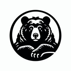 minimal Black bear lying on loggo  design