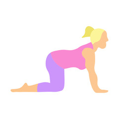 Cat Cow Pose Vector Flat Icon Design