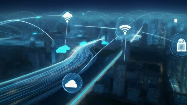 smart city with wifi icon, network connection