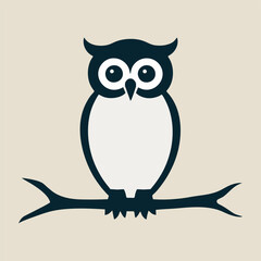 A charming vector design of a wise owl with large, expressive eyes, set against a clean white backdrop, perfect for nature and wildlife enthusiasts.