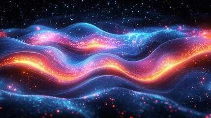 Fototapeta premium Cosmic Waves of Energy Flowing Through Space a Celestial Dance of Light and Shadow with dark vibrant