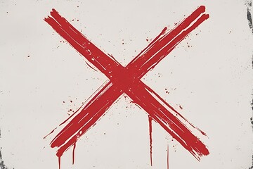 Red marker pen hand-drawn X cross mark on white background.