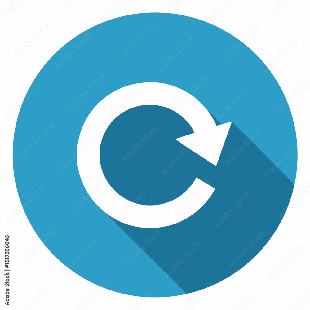 Aufkleber arrow sign reload, refresh, rotation, loop, repetition, reset icon on circular shape. round web inte