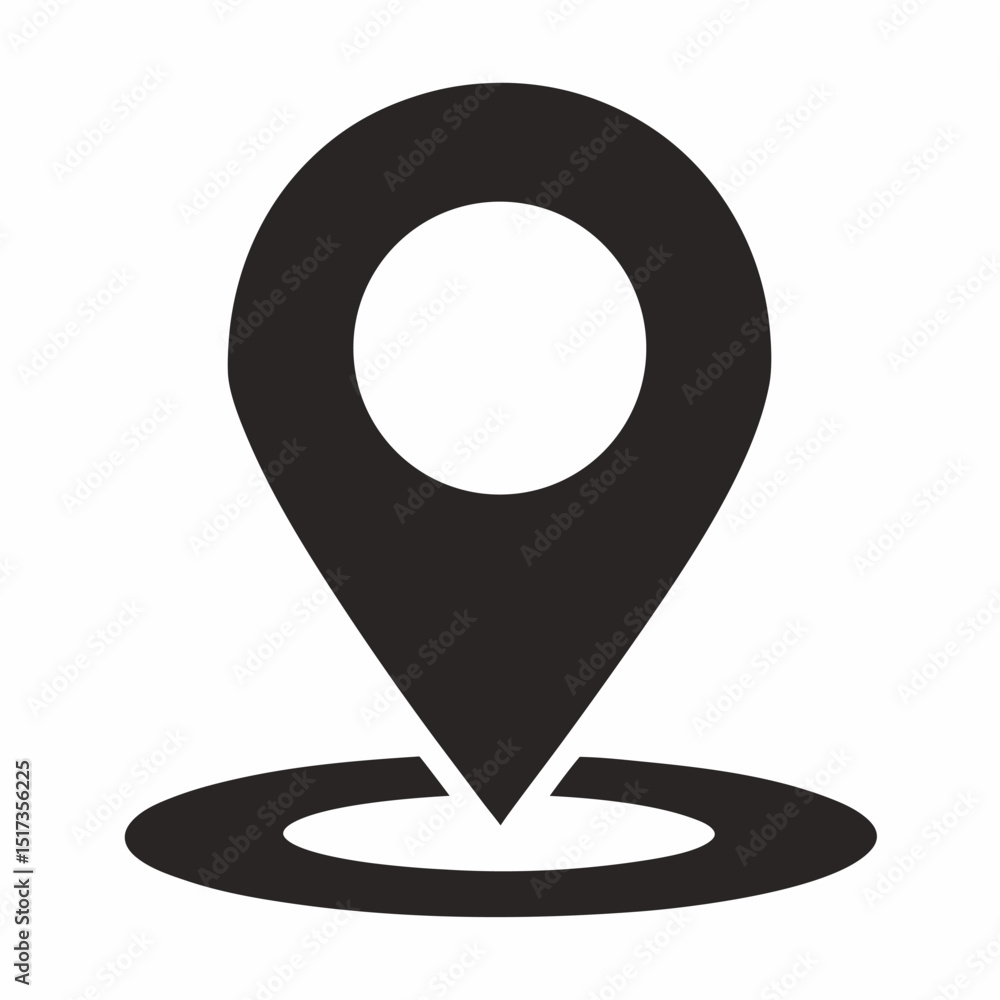 Poster black color pin vector icon, flat style map location pin. basic vector symbol illustration marker el