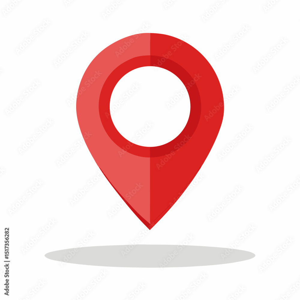 Poster lank map pin icon. red location sign. famous place marker. mapping symbol. empty mappin circle shape