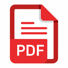 Filename extension icon "PDF" Portable Document Format in flat style. Quick and easy recolorable shape. Vector illustration, a graphic element on white background.