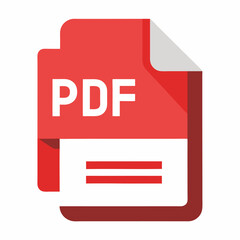 Filename extension icon "PDF" Portable Document Format in flat style. Quick and easy recolorable shape. Vector illustration, a graphic element on white background.
