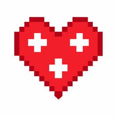 Heart pixel icoon simple retro game design on white background