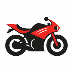 Red motorcycle on white background