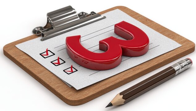 Red number three on clipboard with checklist